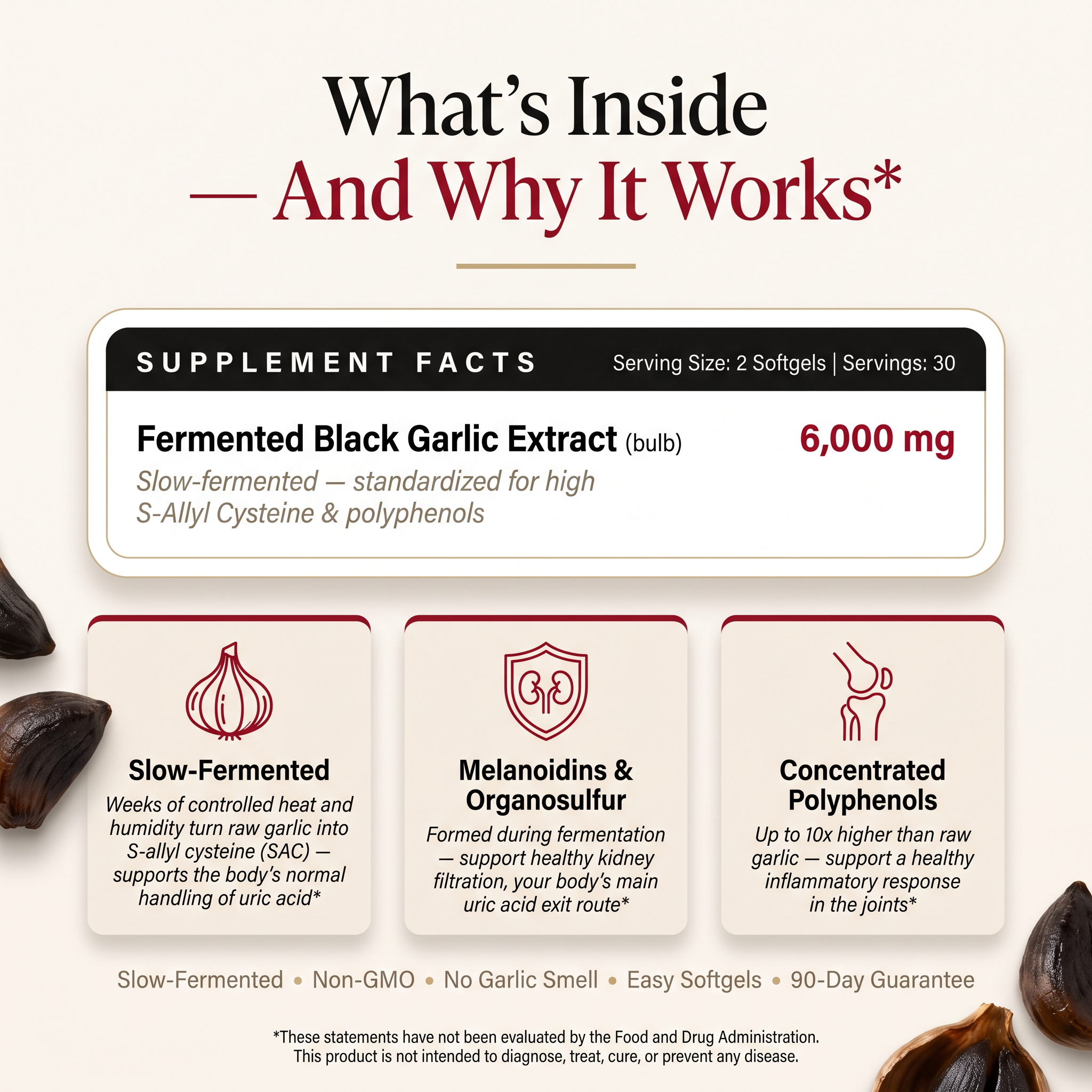 Lunera™ Fermented Black Garlic: Uric Acid Support Formula