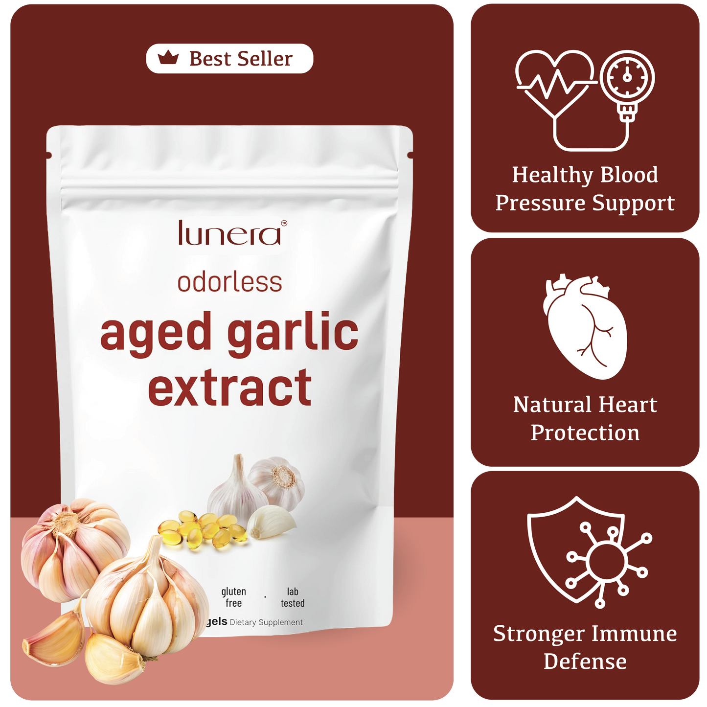 Lunera™ Aged Garlic 7500mg - Odorless Heart Support